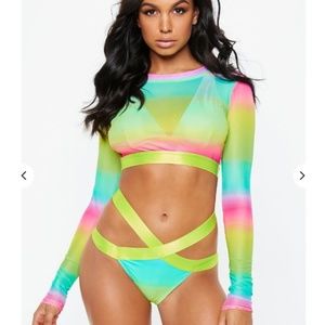 Multi Colored Tie Dye 3 Piece Bikini